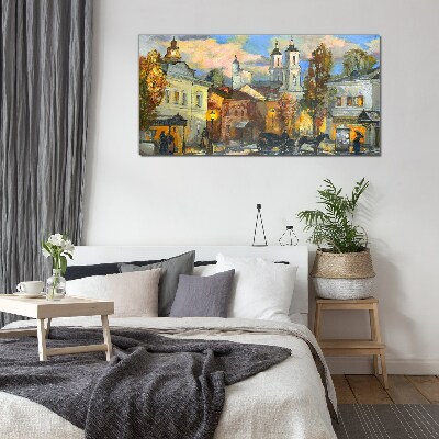 A charming street in autumn scenery Glass Print