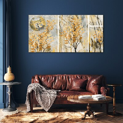 Golden leaves in the moonlight Glass Print
