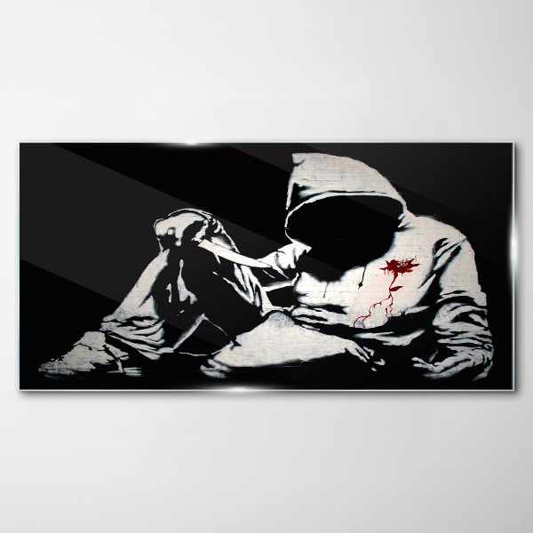 Man with a knife Banksy Glass Wall Art