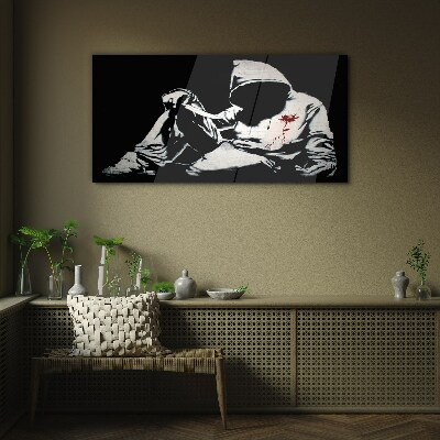 Man with a knife Banksy Glass Wall Art
