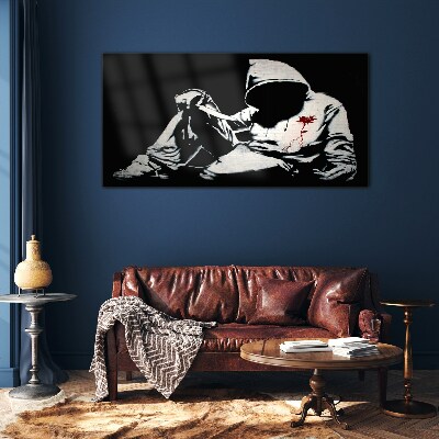 Man with a knife Banksy Glass Wall Art