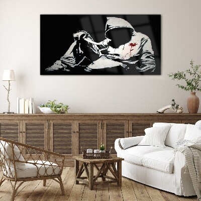 Man with a knife Banksy Glass Wall Art