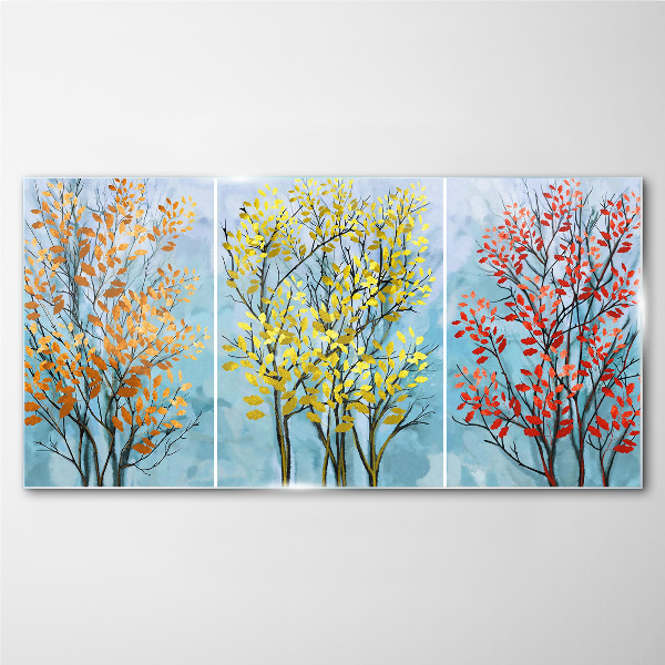 Autumn trees in colors Glass Print