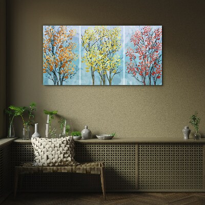 Autumn trees in colors Glass Print