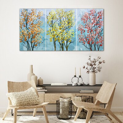 Autumn trees in colors Glass Print