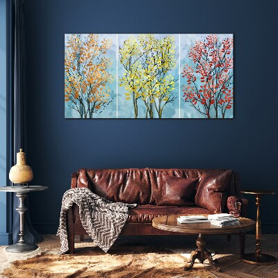 Autumn trees in colors Glass Print