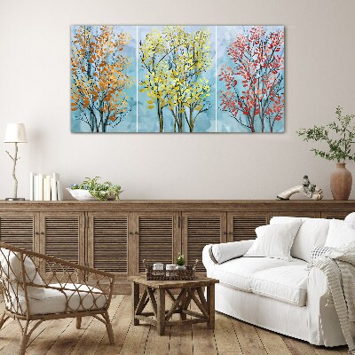 Autumn trees in colors Glass Print