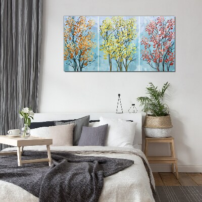 Autumn trees in colors Glass Print