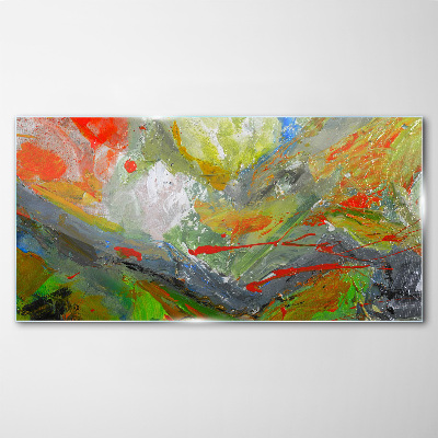 Dynamic explosion of colors Glass Print
