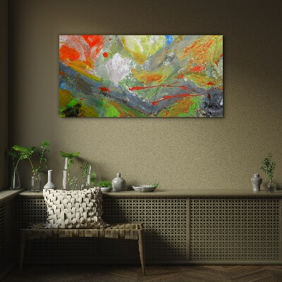 Dynamic explosion of colors Glass Print