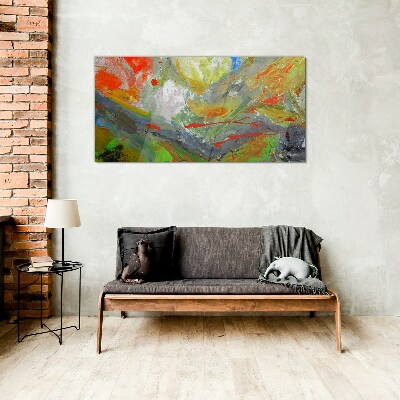 Dynamic explosion of colors Glass Print