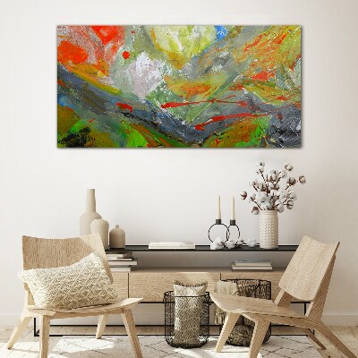 Dynamic explosion of colors Glass Print