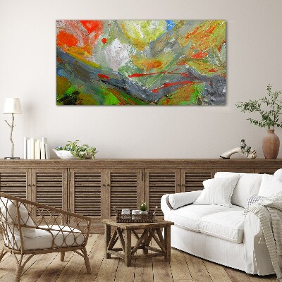 Dynamic explosion of colors Glass Print