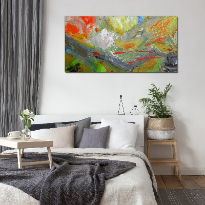 Dynamic explosion of colors Glass Print