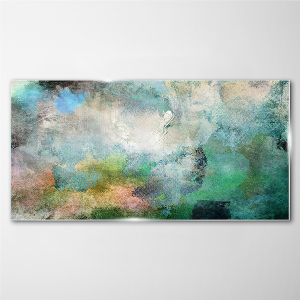Abstract composition in shades of green Glass Print