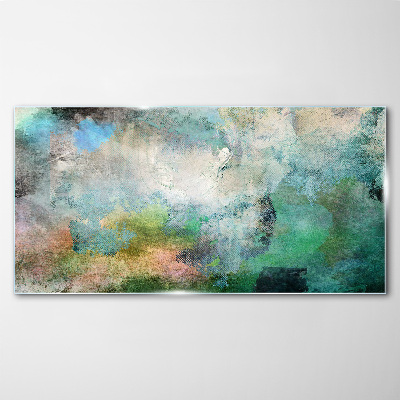 Abstract composition in shades of green Glass Print