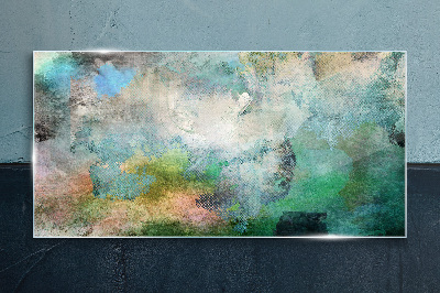 Abstract composition in shades of green Glass Print