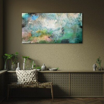Abstract composition in shades of green Glass Print