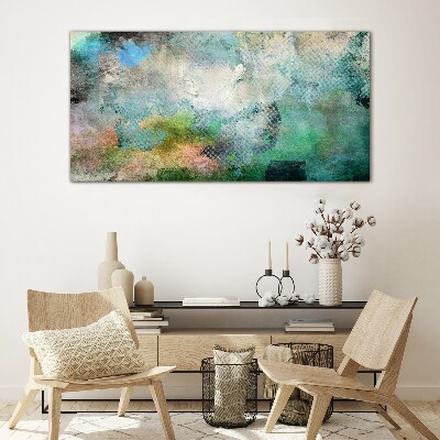 Abstract composition in shades of green Glass Print
