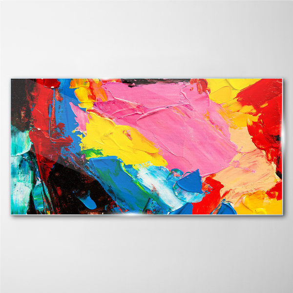 Colorful chaos on canvas Glass Print