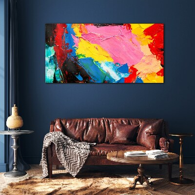 Colorful chaos on canvas Glass Print