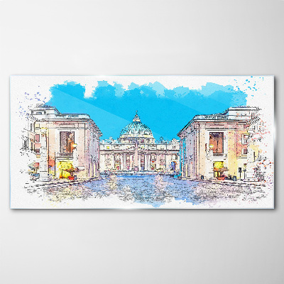 Vatican in watercolor colors Glass Print