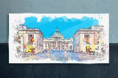 Vatican in watercolor colors Glass Print
