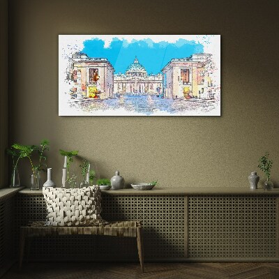 Vatican in watercolor colors Glass Print