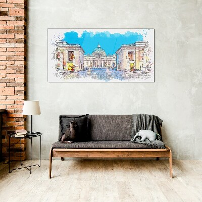 Vatican in watercolor colors Glass Print