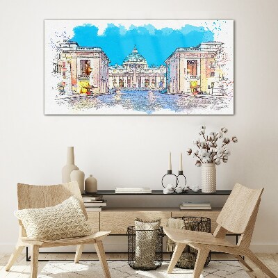 Vatican in watercolor colors Glass Print