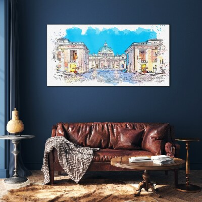 Vatican in watercolor colors Glass Print