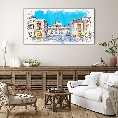 Vatican in watercolor colors Glass Print