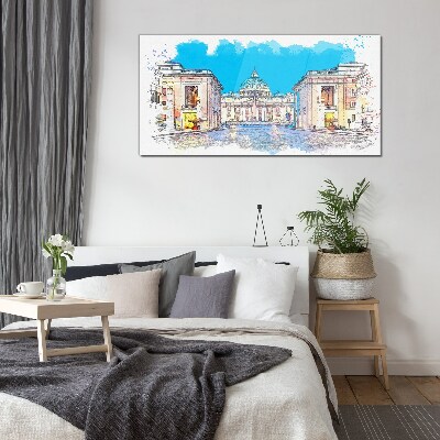 Vatican in watercolor colors Glass Print
