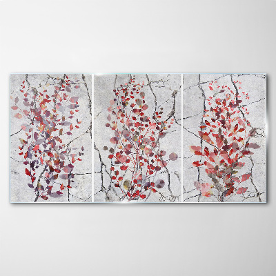 Abstraction leaves branches Glass Print