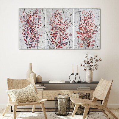 Autumn leaves on a marble background Glass Print