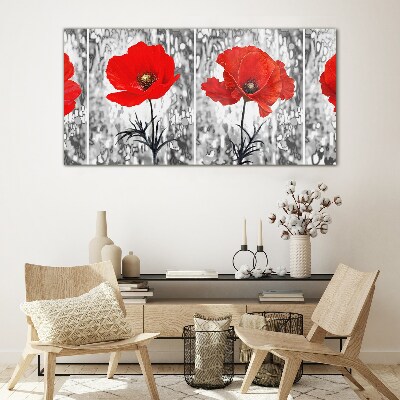 Red poppies on a glass background Glass Print
