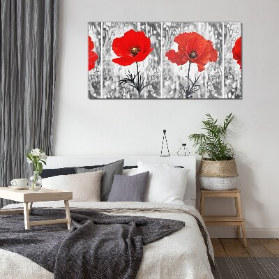 Red poppies on a glass background Glass Print