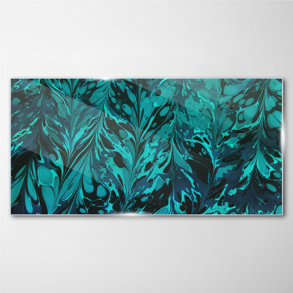 Turquoise swirls of abstraction Glass Print