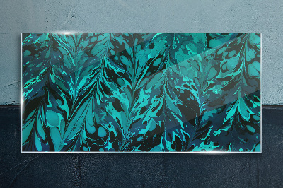 Turquoise swirls of abstraction Glass Print
