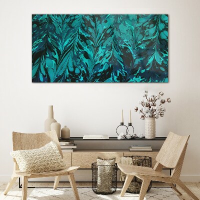 Turquoise swirls of abstraction Glass Print