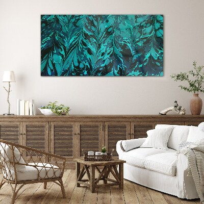 Turquoise swirls of abstraction Glass Print