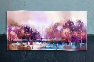 Pink reflections in a winter landscape Glass Print