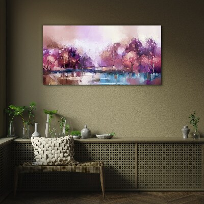 Pink reflections in a winter landscape Glass Print