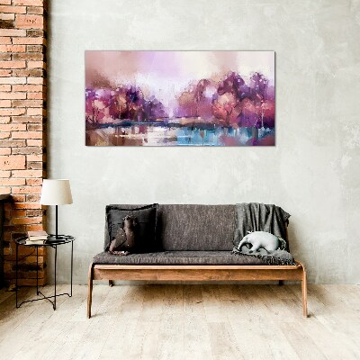 Pink reflections in a winter landscape Glass Print