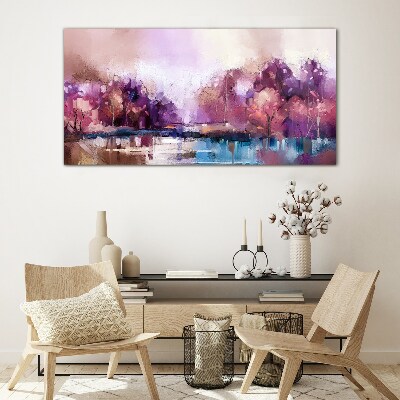Pink reflections in a winter landscape Glass Print