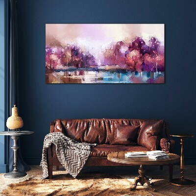 Pink reflections in a winter landscape Glass Print