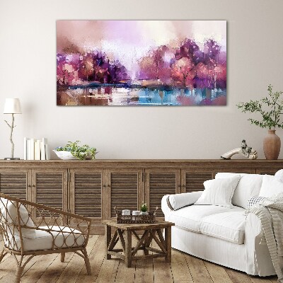 Pink reflections in a winter landscape Glass Print