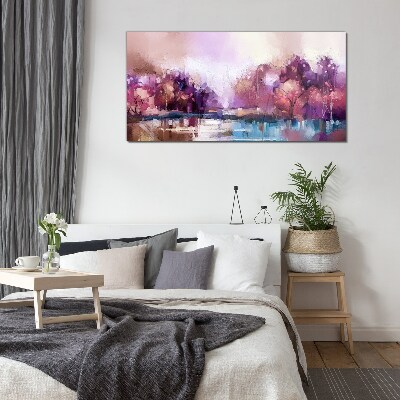 Pink reflections in a winter landscape Glass Print