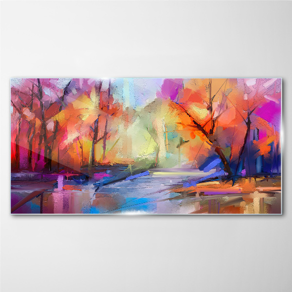 Colorful autumn landscape Glass Print