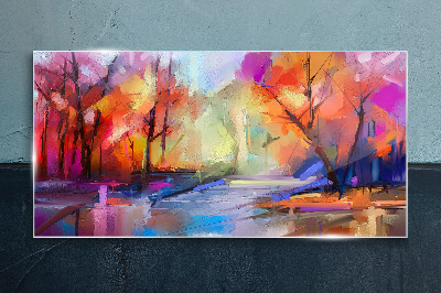 Colorful autumn landscape Glass Print